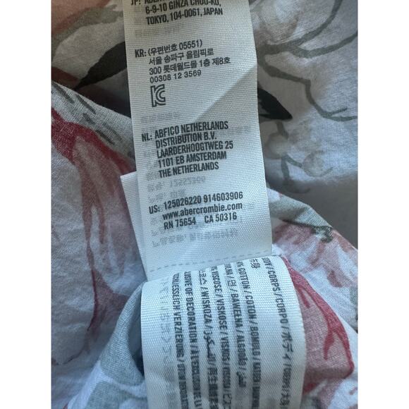 Abercrombie & Fitch Relaxed Button-Down Floral Shirt Ivory Red Green XL EUC - Picture 7 of 8